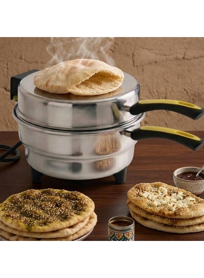 أمم صانع خبز الخمير العربي 28 سم 1000 واط – فرن كهربائي للخبز العربي والكعك مع صينية ألمنيوم غير لاصقة | صانع خبز تندوري، روتي، شباتي وبيتزا صغيرة - Image 3