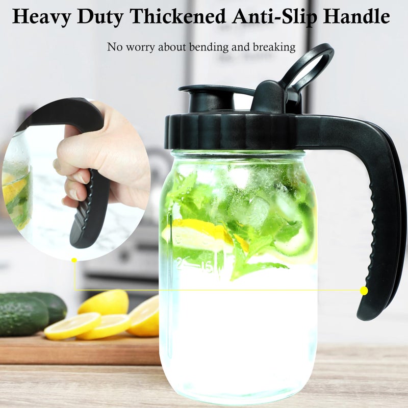GMEPOCH Mason Jars Pitcher 1 Quart Glass Breastmilk Pitcher With Pour Lid For Fridge 32 Oz Wide Mouth Water Jugs With Top Flip Cap & Pour Spout For Cold Brew Coffee,Sun Tea,Juice Airtight Storage & Leakproof - Image 3
