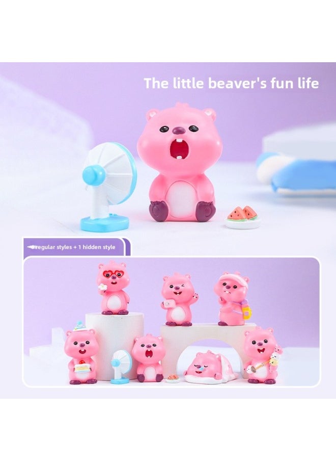 Loopy Butter Bear Blind Box Doll Tilted Head Ruby Beaver Doll Loppy Peripheral Thai Ornaments-Specifications:Little Pink Civet Crystal Ball With Code (the Whole Set Is Six)-Color:End Box