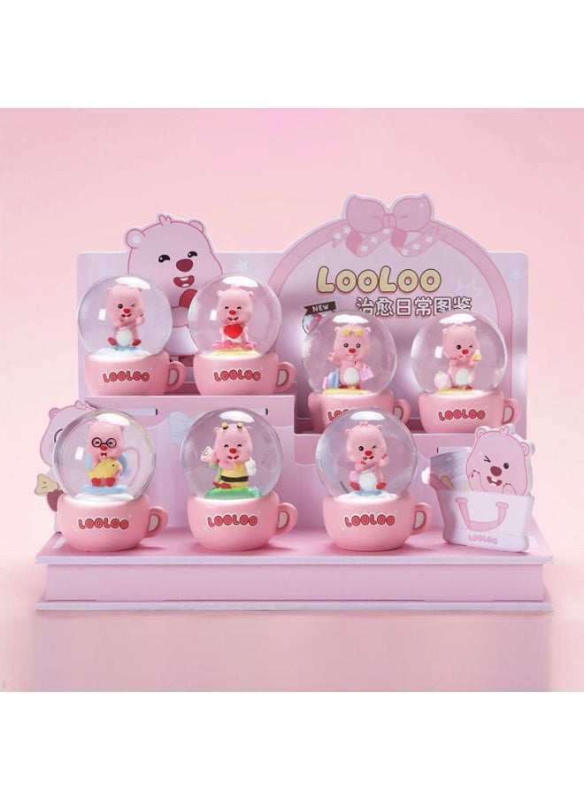 Loopy Butter Bear Blind Box Doll Tilted Head Ruby Beaver Doll Loppy Peripheral Thai Ornaments-Specifications:Little Pink Civet Crystal Ball With Code (the Whole Set Is Six)-Color:End Box