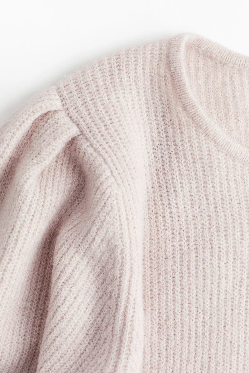 H&M MAMA Balloon-sleeved rib-knit dress