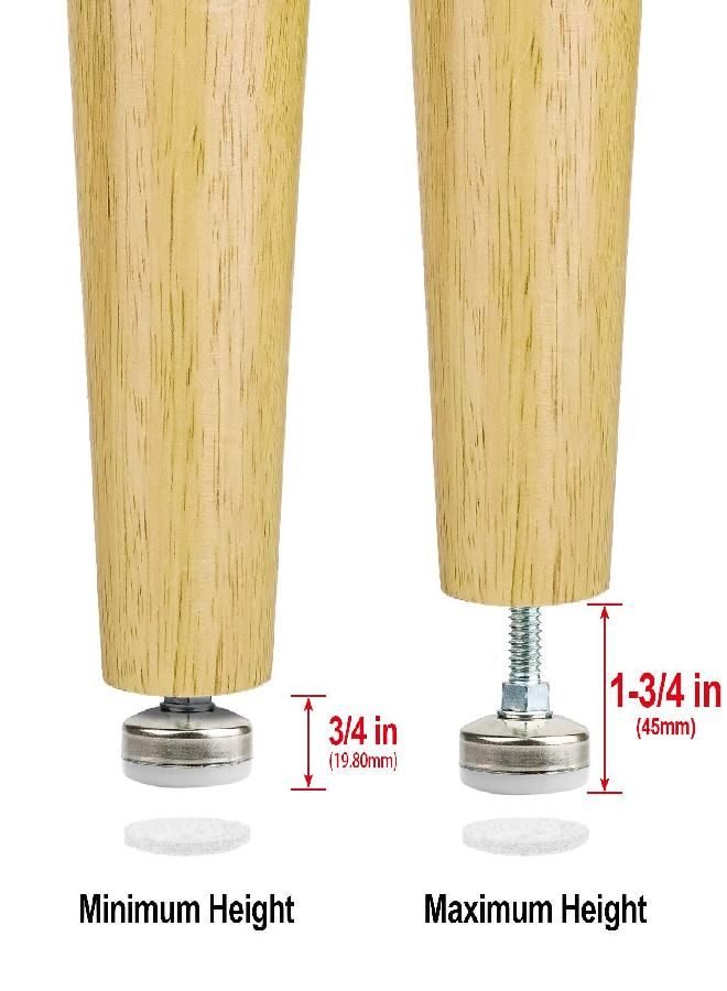 Anwenk Heavy Duty Furniture Levelers Adjustable Furniture Legs Levelers, Leveling Feet for Tables Chairs Cabinets Sofa Raiser, Support 1320LBs, T- Nut Kit 3/8”-16 Thread, Large Base,w/ 4 Felt Pads (8 Pack)  - Image 3
