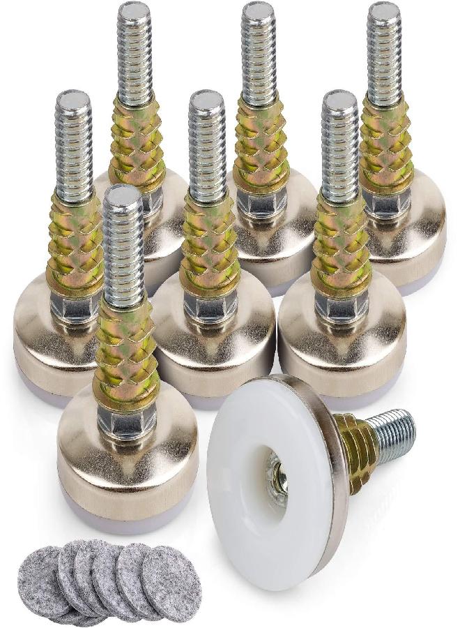 Anwenk Heavy Duty Furniture Levelers Adjustable Furniture Legs Levelers, Leveling Feet for Tables Chairs Cabinets Sofa Raiser, Support 1320LBs, T- Nut Kit 3/8”-16 Thread, Large Base,w/ 4 Felt Pads (8 Pack)  - Image 1