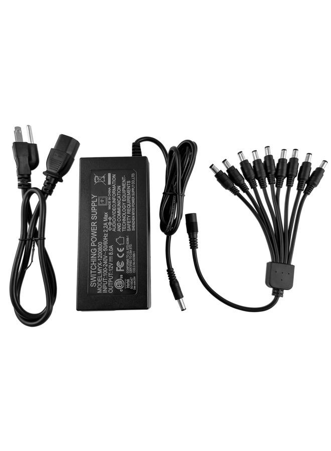 TIGERSECU Security Camera Power Adapter with 9-Way Power Splitter, 12V 8A 100V-240V Power Supply, Compatible with Lorex, Night Owl, Swann Cameras - Image 1