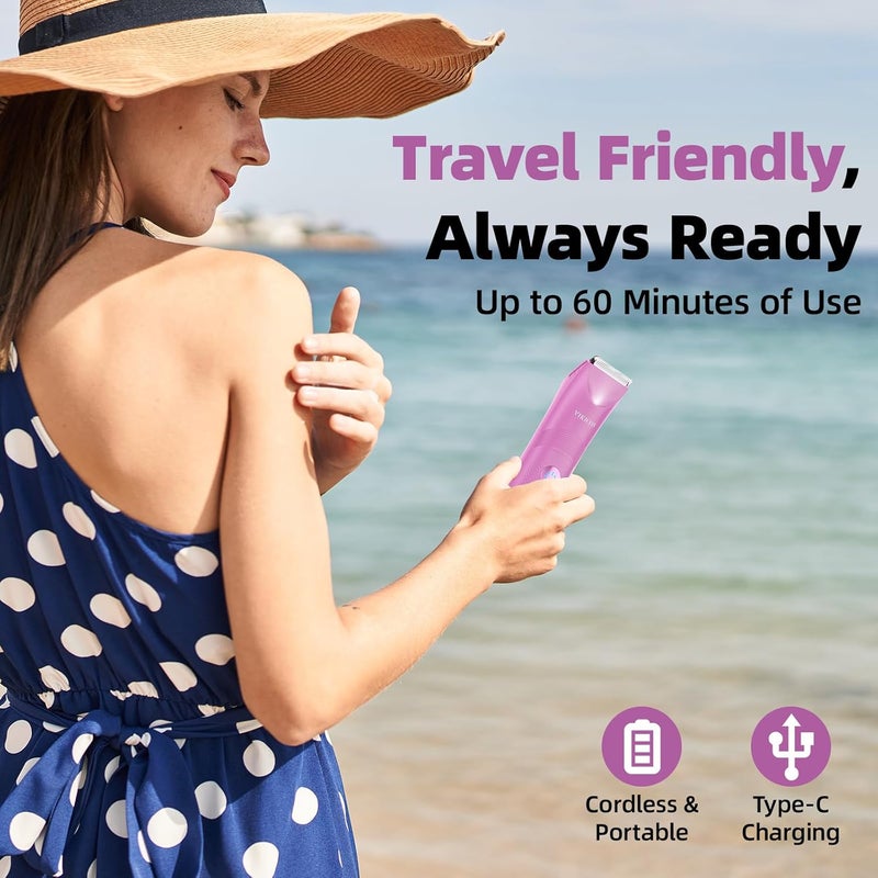 VIKICON Pubic Hair Trimmer Women: Flawless Bikini Trimmer for Women - Waterproof Electric Razor Shaver w/Light for Body Leg Hair Grooming, No Nick Lady's Intimate Shaver - Gifts for Her - Image 4