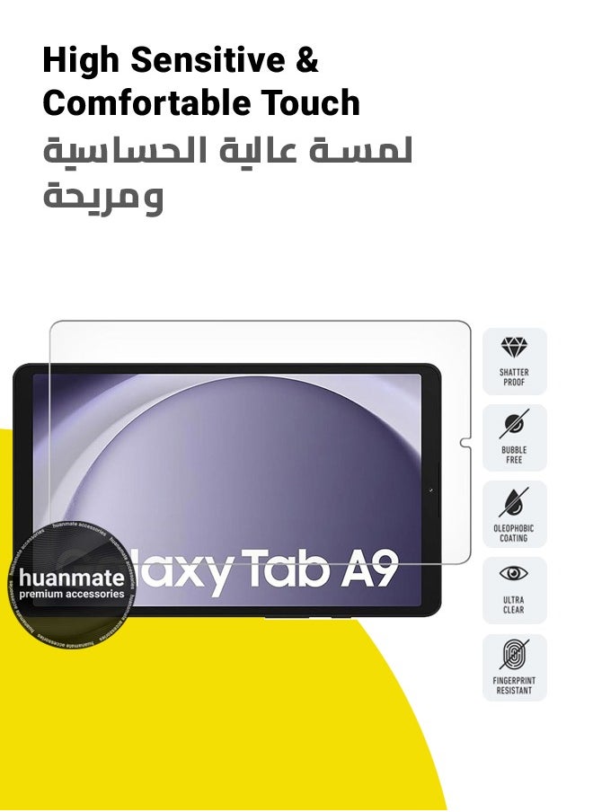Tempered Glass Screen Protector For Samsung Galaxy Tab A9 8.7 Inch – High Transparency, Delicate Touch, Anti-Explosion, Smooth Arc Edges, Easy Installation, Screen Protector for Samsung Galaxy Tab A9 8.7 Inch