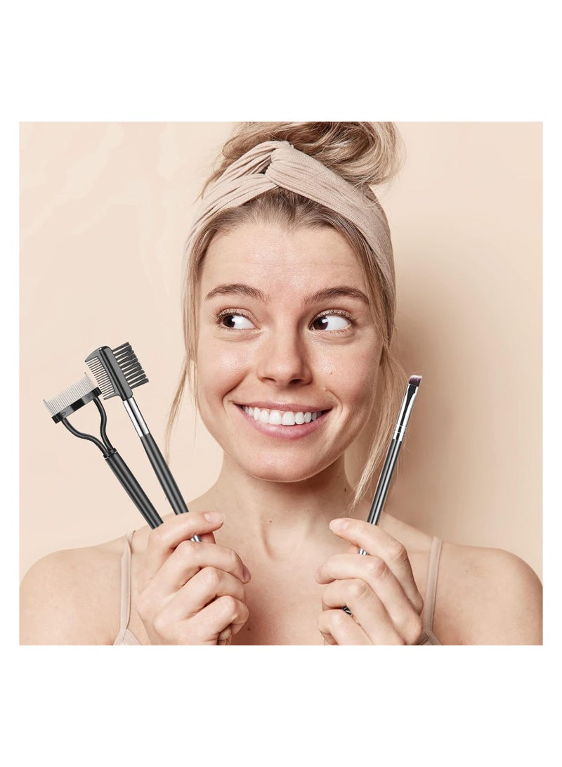 Generic Eyebrow Brush Eyelash Separator Brow Comb & Lash Spoolie Professional Eye Makeup Tools (3 Pieces Set)  - Image 4