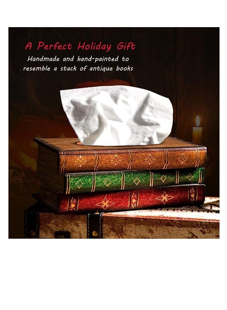 FFD Tissue Boxes Home Napkin Holder Antique Design Book Shape Tissue Despenser Cover For Bedroom Or Office Decorative Ornaments Paper Holder  - Image 3