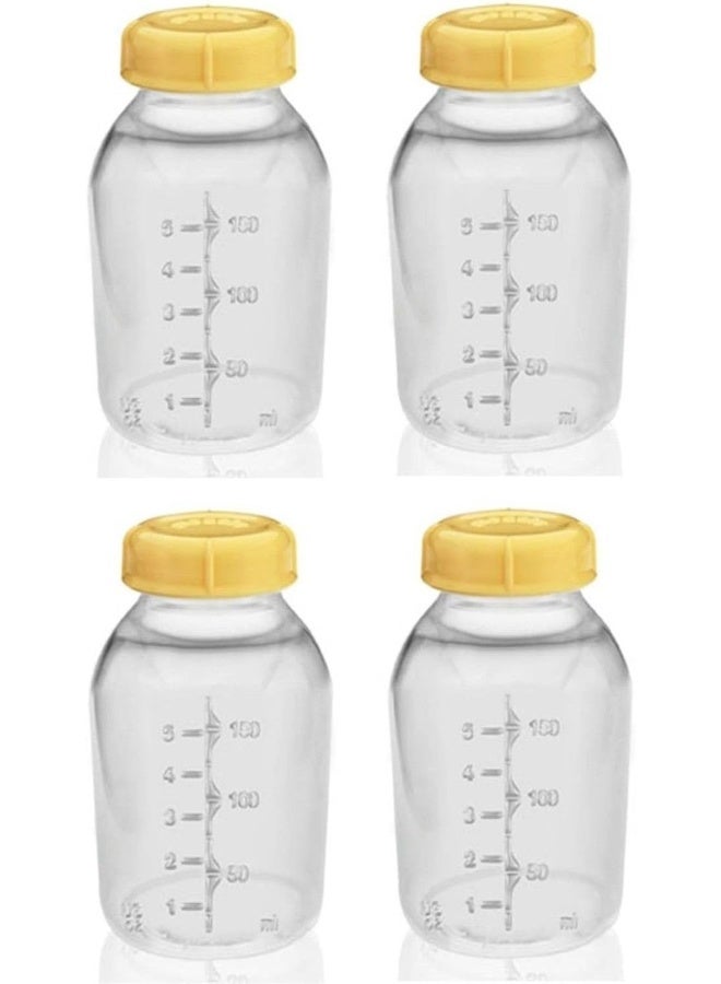 Medela Breast Milk Collection Storage Feeding Bottle w/Lid 5 Oz/ 150 Ml X4