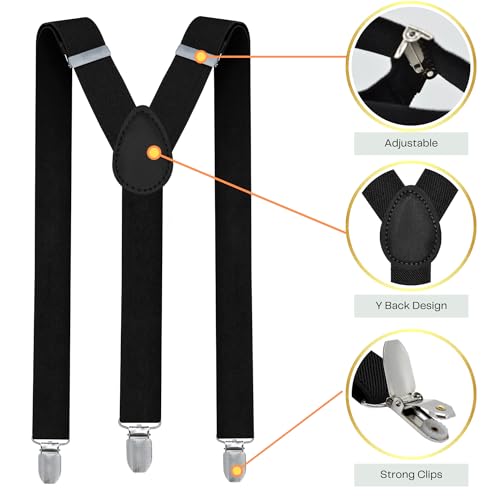 trilece Pink Suspenders for Boys Kids Girls and Toddlers Baby - Adjustable Elastic 1 inch Wide Y Shape Suspender Strong Clips (6 Years to 5 Feet Tall, Hot Pink) - Image 2