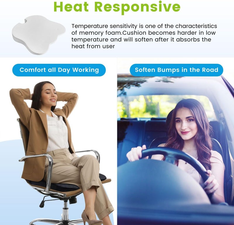 Memory Foam Seat Cushion for Car Seat Driver (Velvet Cover, Black) - Image 4