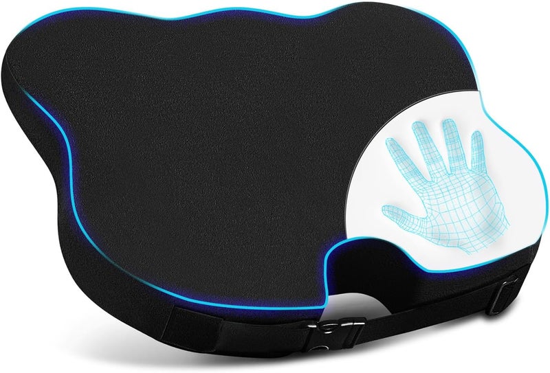 Memory Foam Seat Cushion for Car Seat Driver (Velvet Cover, Black) - Image 1