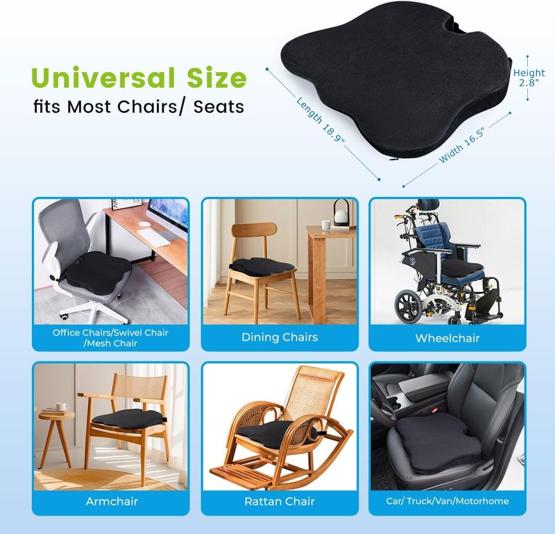 Memory Foam Seat Cushion for Car Seat Driver (Velvet Cover, Black) - Image 5