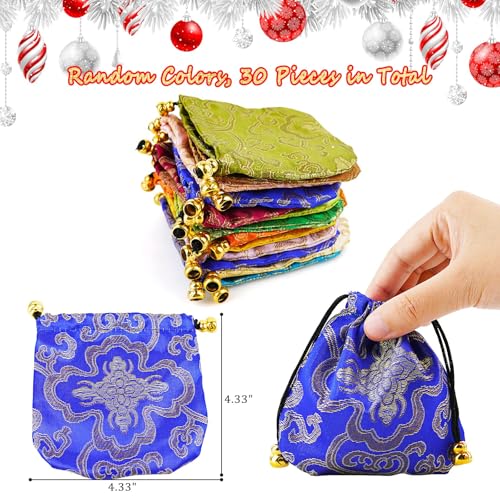 Lzttyee 30Pcs Silk Brocade Embroidered Drawstring Jewelry Pouch Bag Gift Bags Baskets Drawstring Coin Purse (Random Color) - Image 2