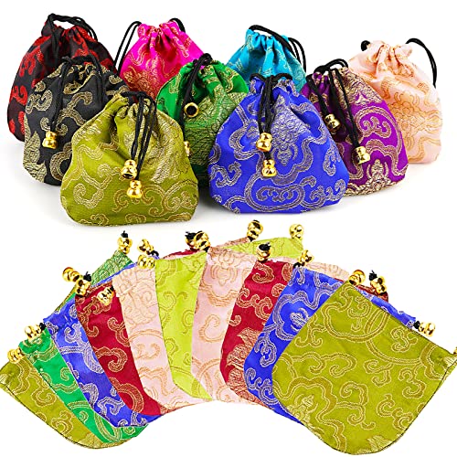 Lzttyee 30Pcs Silk Brocade Embroidered Drawstring Jewelry Pouch Bag Gift Bags Baskets Drawstring Coin Purse (Random Color) - Image 1