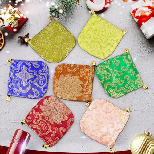Lzttyee 30Pcs Silk Brocade Embroidered Drawstring Jewelry Pouch Bag Gift Bags Baskets Drawstring Coin Purse (Random Color) - Image 5