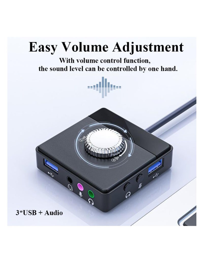 SYOSI Max External Sound Card, USB Audio Adapter Fit for PC Windows, Mac, Linux, Laptops, Desktops, Stereo Sound Card with 3.5mm Interface & USB Interface, Volume Control, Plug & Play (6-in-1, Black)  - Image 5