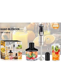sokany 4 In 1 Stainless Hand Blender-2 Speed/800 W(SK-1725-4)  - Image 1