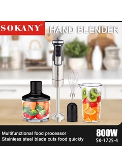 sokany 4 In 1 Stainless Hand Blender-2 Speed/800 W(SK-1725-4)  - Image 4