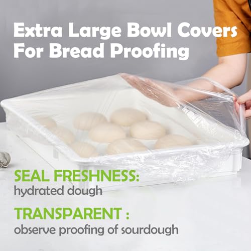 YUANSHAO 100 Extra Large Bowl Covers For Bread Proofing,Fits Bowl up to 20",Sheet Pan Covers, Elastic Reusable Plastic Bowl Cover For Baking Tray/Pizza Dough Proofing,Outdoor Food Fresh Keeping Bags, BPA Free - Image 3