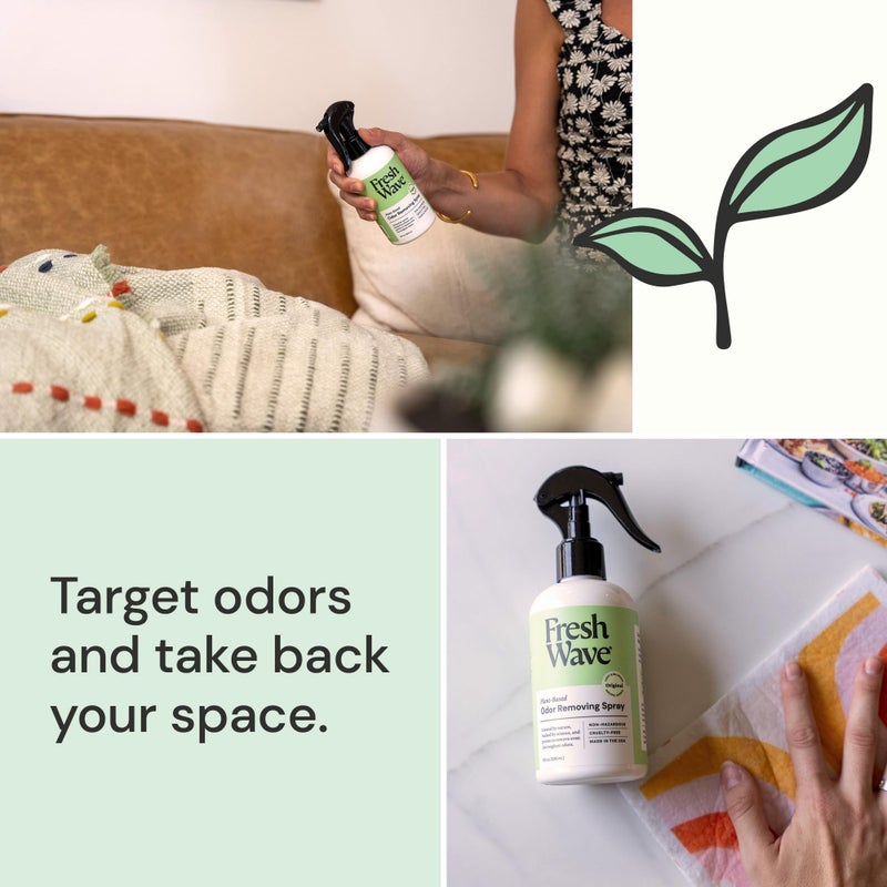 فريش ويف رذاذ مزيل الرائحة المنعش ومعطر الهواء 8 أونصة. | حزمة من 2 | رذاذ ناعم للمنزل | تخفيف الروائح بشكل أكثر أمانًا | مزيل رائحة نباتي طبيعي | لأقمشة الأثاث والقمامة - Image 5