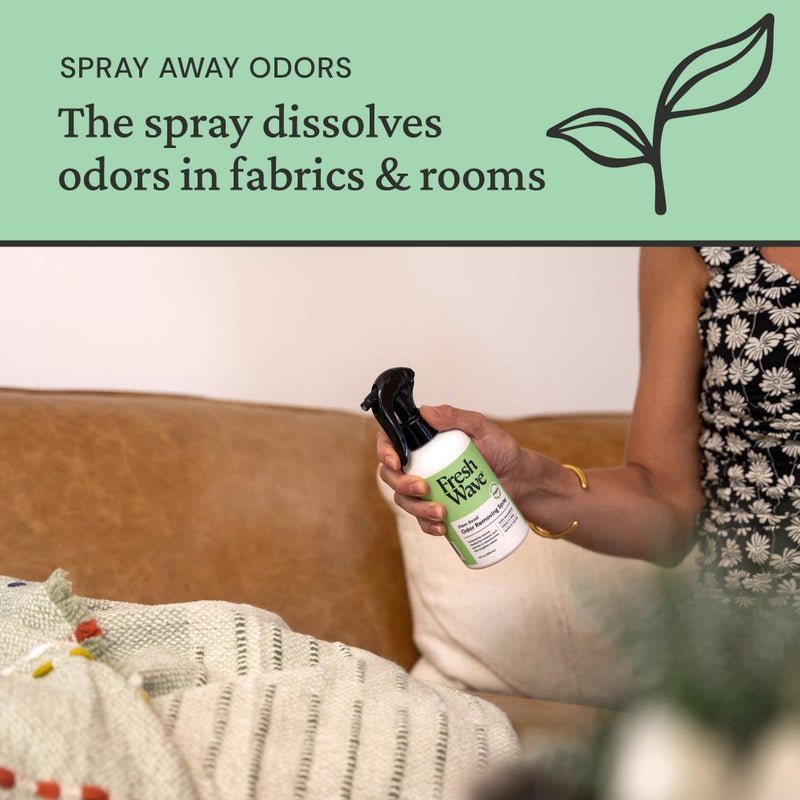 فريش ويف رذاذ مزيل الرائحة المنعش ومعطر الهواء 8 أونصة. | حزمة من 2 | رذاذ ناعم للمنزل | تخفيف الروائح بشكل أكثر أمانًا | مزيل رائحة نباتي طبيعي | لأقمشة الأثاث والقمامة - Image 3