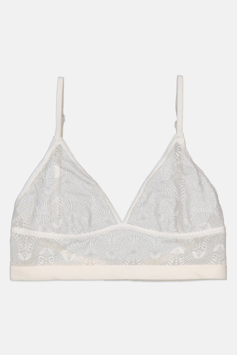 Etam Women Textured Non Padded Triangle Bra, White - Image 1