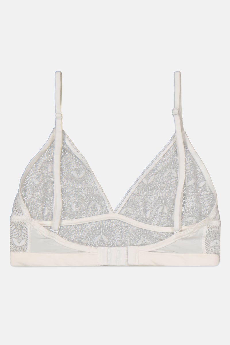 Etam Women Textured Non Padded Triangle Bra, White - Image 2