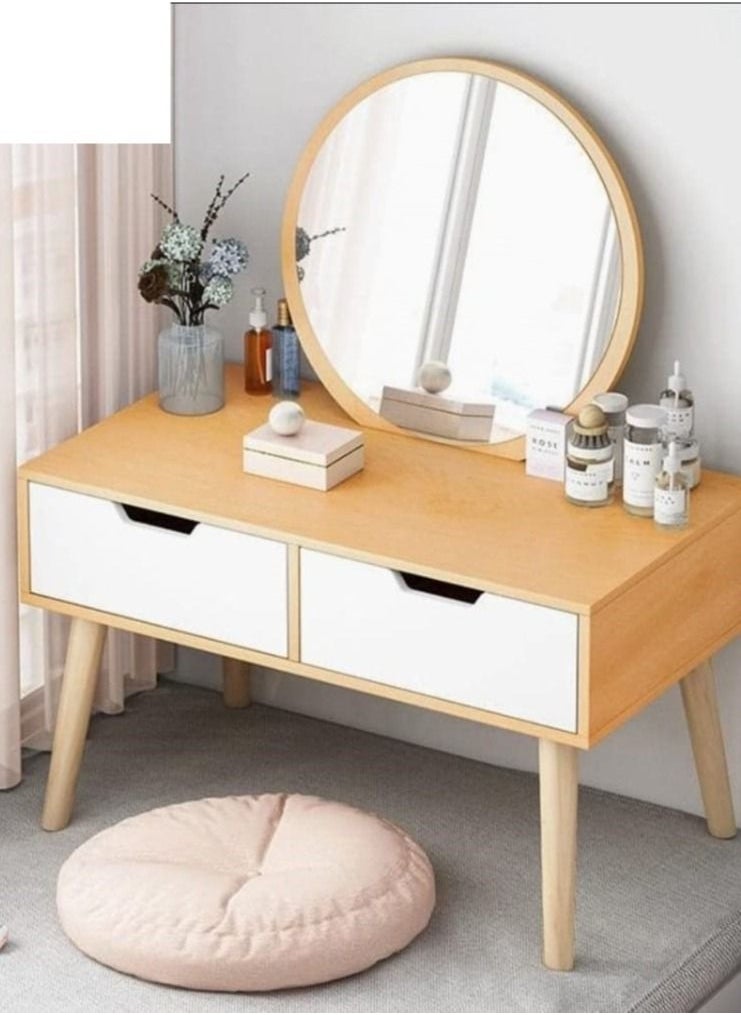 Generic 2 in 1 Makeup Dressing Table with Flip Top Mirror and Mini Writing Desk with Drawers 