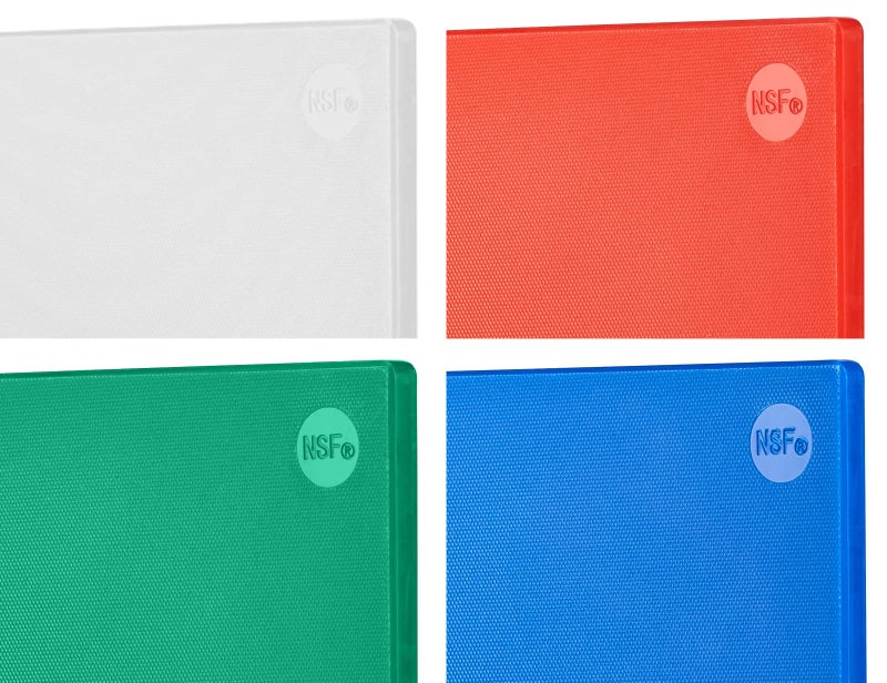 CURTA 4Pack Cutting Boards for Kitchen 18 x 12 x 05 4Piece White Red Green Blue Color Coded Plastic Chopping Board with Anti Slip Surface Dishwasher Safe