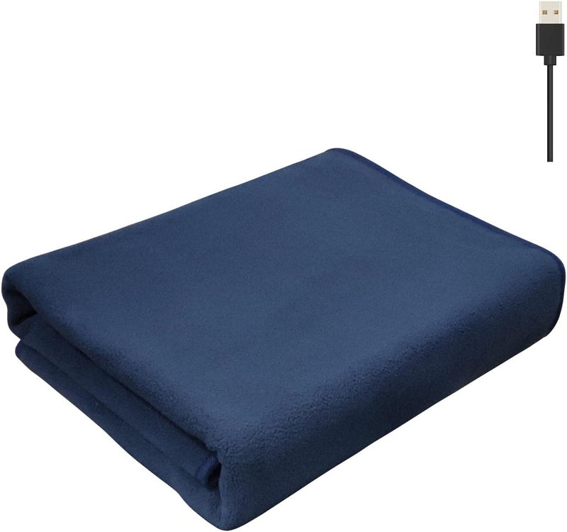 klarako 59 X 31.5 Inch Electric Blanket Quick Heating Cape Thermal Skirt Electric Blanket Thermostat Settings USB Powered Large Capacity Pockets Washable Exercising Equipment (Navy, One Size) - Image 3