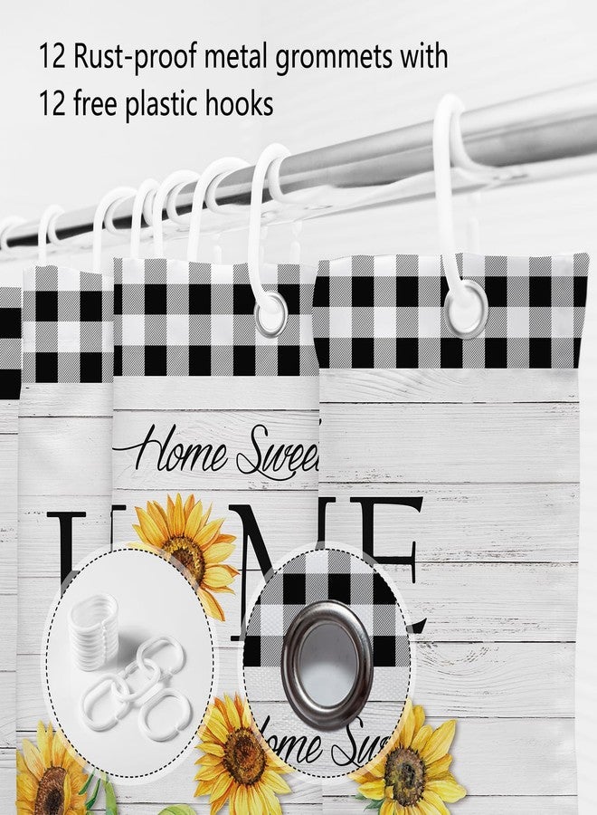 ميهوفوند ستارة دش MEHOFOND Home Sweet Home Farmhouse للحمام بتصميم عباد الشمس الريفي، مجموعة ستائر دش باللونين الأبيض والأسود من قماش الجاموس المتين القابل للغسل، مقاس 72 × 72 بوصة - Image 5