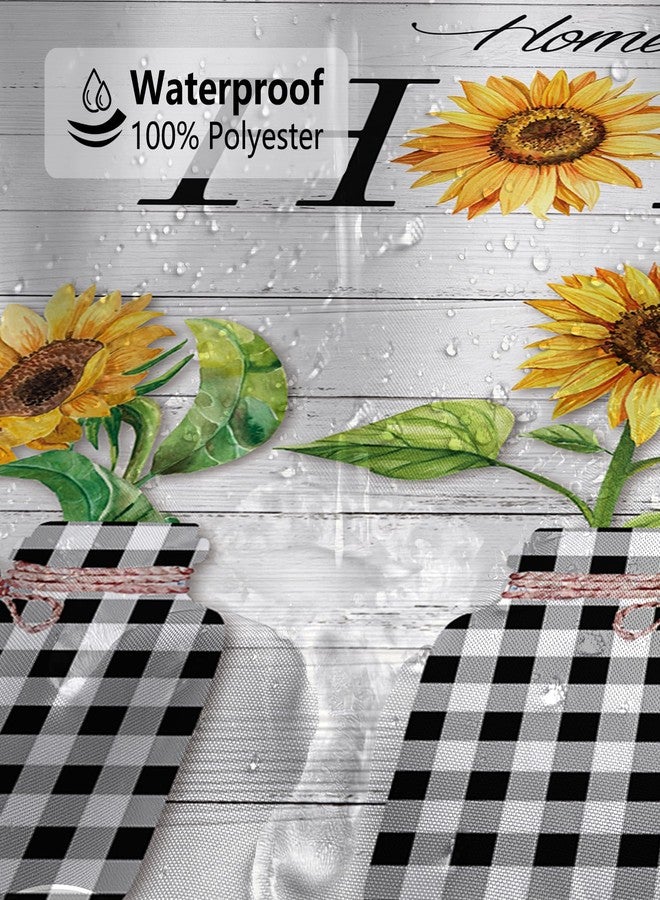 ميهوفوند ستارة دش MEHOFOND Home Sweet Home Farmhouse للحمام بتصميم عباد الشمس الريفي، مجموعة ستائر دش باللونين الأبيض والأسود من قماش الجاموس المتين القابل للغسل، مقاس 72 × 72 بوصة - Image 4