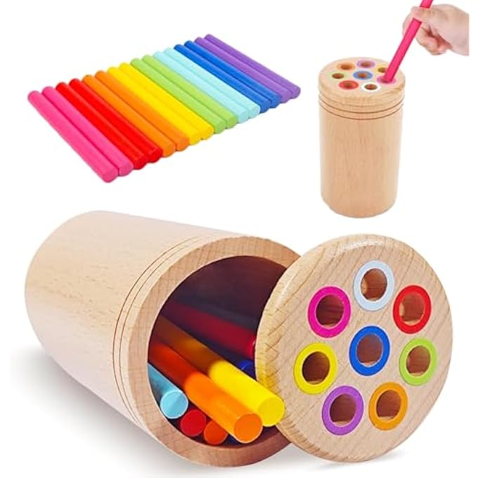 MONTESSORI TOYS FOR 1+ YEAR OLD,WOODEN LEARNING COLOR SORTING TOYS FOR TODDLERS AGE 1 2 3, FINE MOTOR AND SENSORY TOYS FOR KIDS AGES 12+ MONTHS,BUSY BOARD 18 MONTH OLD BABY BOYS GIRLS GIFTS - Image 2