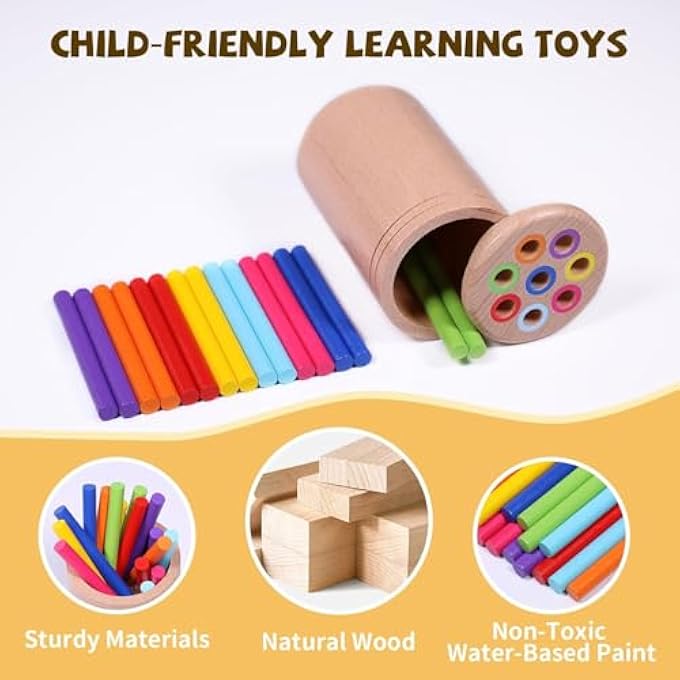 MONTESSORI TOYS FOR 1+ YEAR OLD,WOODEN LEARNING COLOR SORTING TOYS FOR TODDLERS AGE 1 2 3, FINE MOTOR AND SENSORY TOYS FOR KIDS AGES 12+ MONTHS,BUSY BOARD 18 MONTH OLD BABY BOYS GIRLS GIFTS - Image 4