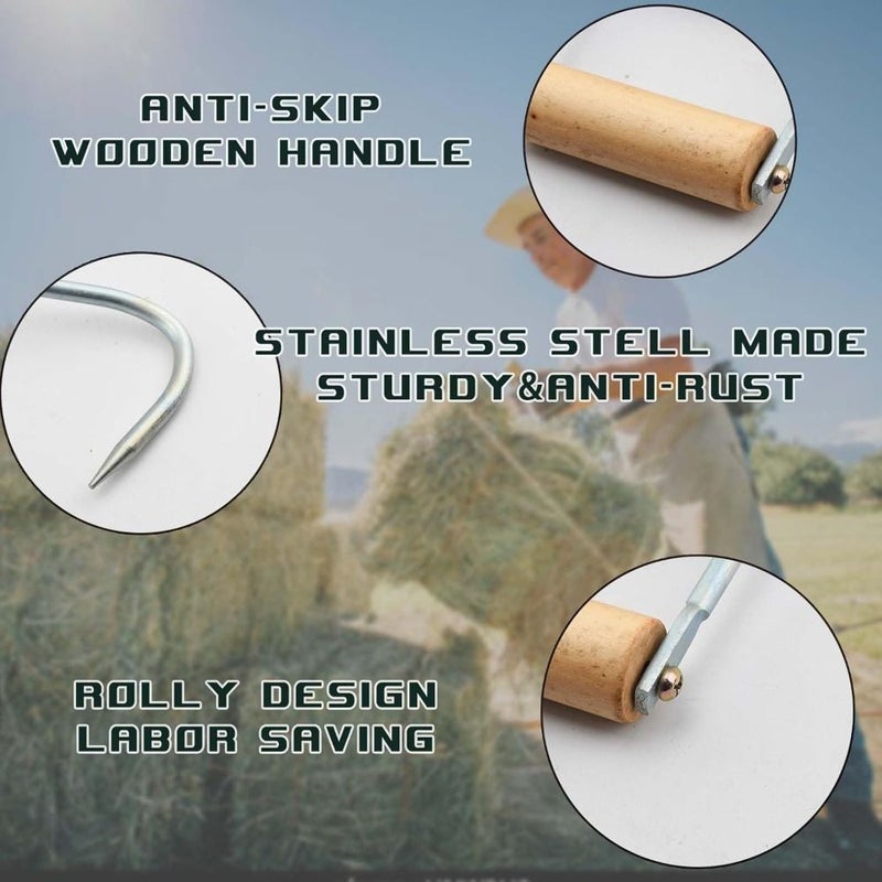 2 Pack Metal D Shaped Hay Hooks for Bales 12 1/4 Inch Grappling Hook Farm Feed - Image 3