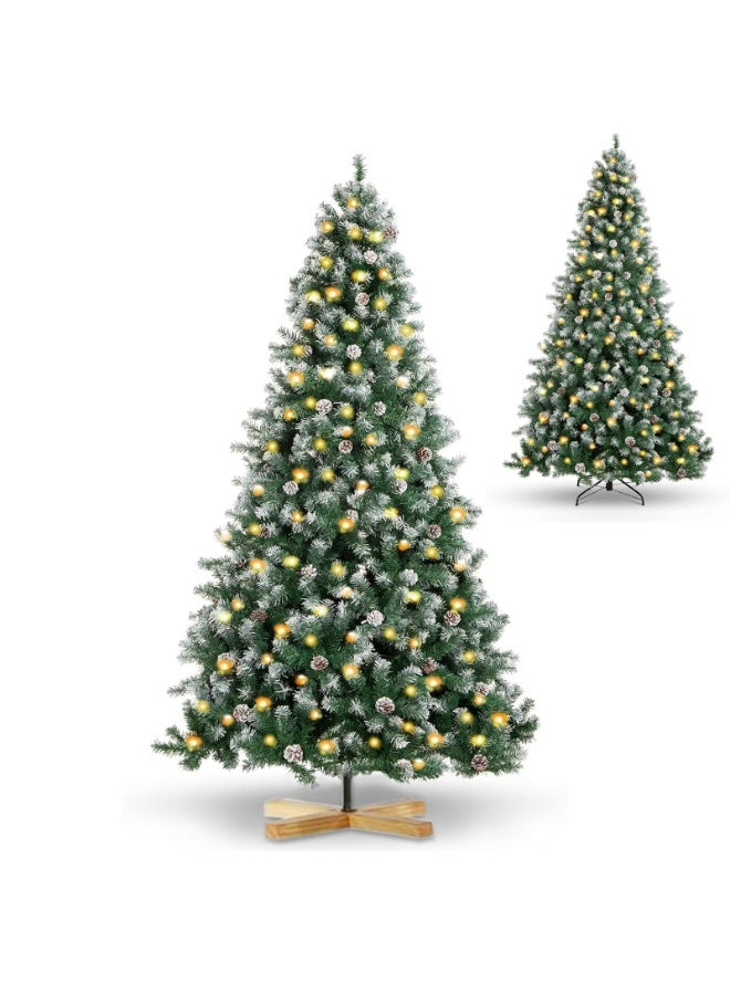 NIBEMINENT Pre-lit Christmas Tree,Christmas Tree 7FT,Holiday Christmas Tree,Artificial Christmas Tree,Premium Hinged Pine Tree with Pine Cones,Metal Legs,Perfect for Home,Shops and Holiday Decoration - Image 1