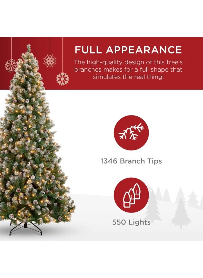 NIBEMINENT Pre-lit Christmas Tree,Christmas Tree 7FT,Holiday Christmas Tree,Artificial Christmas Tree,Premium Hinged Pine Tree with Pine Cones,Metal Legs,Perfect for Home,Shops and Holiday Decoration - Image 3