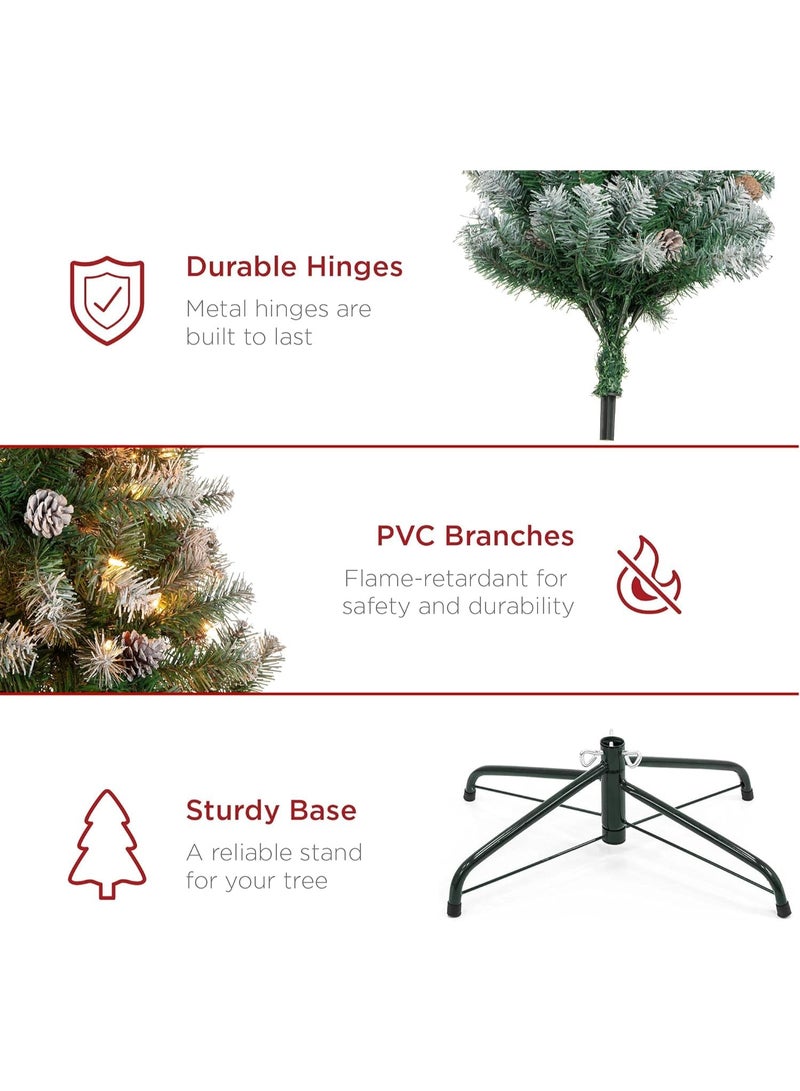 NIBEMINENT Pre-lit Christmas Tree,Christmas Tree 7FT,Holiday Christmas Tree,Artificial Christmas Tree,Premium Hinged Pine Tree with Pine Cones,Metal Legs,Perfect for Home,Shops and Holiday Decoration - Image 4