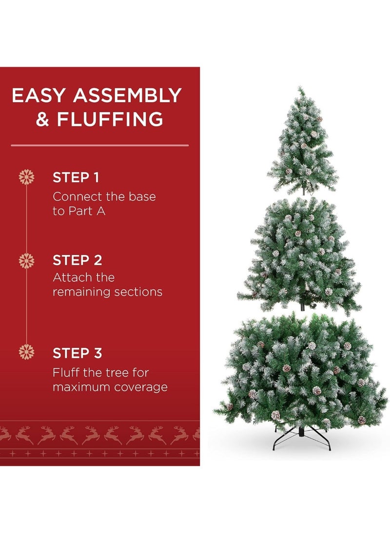 NIBEMINENT Pre-lit Christmas Tree,Christmas Tree 7FT,Holiday Christmas Tree,Artificial Christmas Tree,Premium Hinged Pine Tree with Pine Cones,Metal Legs,Perfect for Home,Shops and Holiday Decoration - Image 5