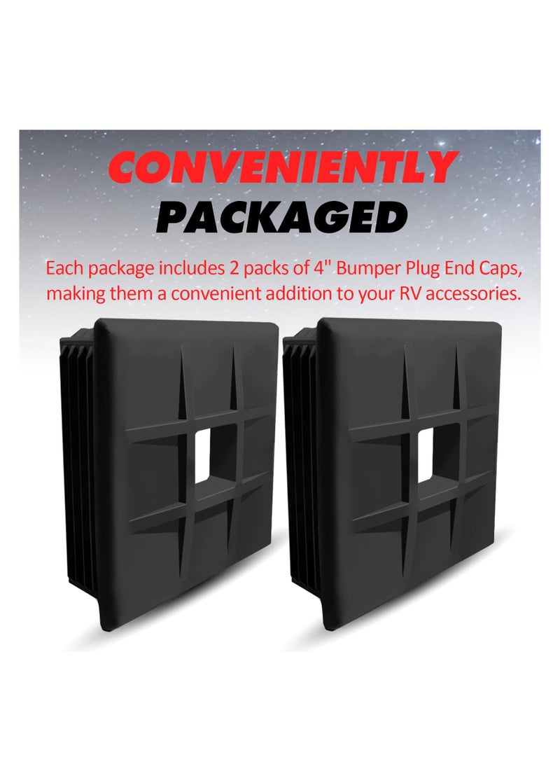 SYOSI 4" RV Bumper Plug End Cap for RV, (2-Pack) Camper, Travel, Trailer RV Square Ruber Bumper End Cap Trailer Protective Cap - Image 1