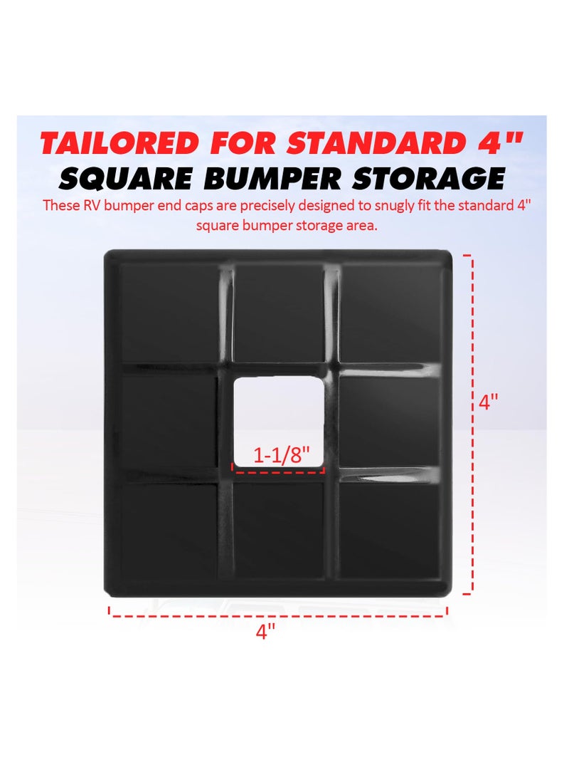 SYOSI 4" RV Bumper Plug End Cap for RV, (2-Pack) Camper, Travel, Trailer RV Square Ruber Bumper End Cap Trailer Protective Cap - Image 3