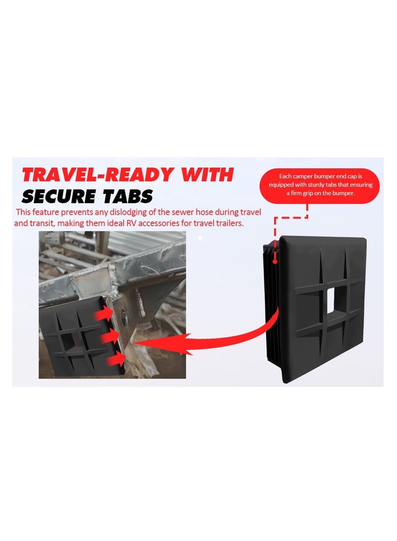 SYOSI 4" RV Bumper Plug End Cap for RV, (2-Pack) Camper, Travel, Trailer RV Square Ruber Bumper End Cap Trailer Protective Cap - Image 4