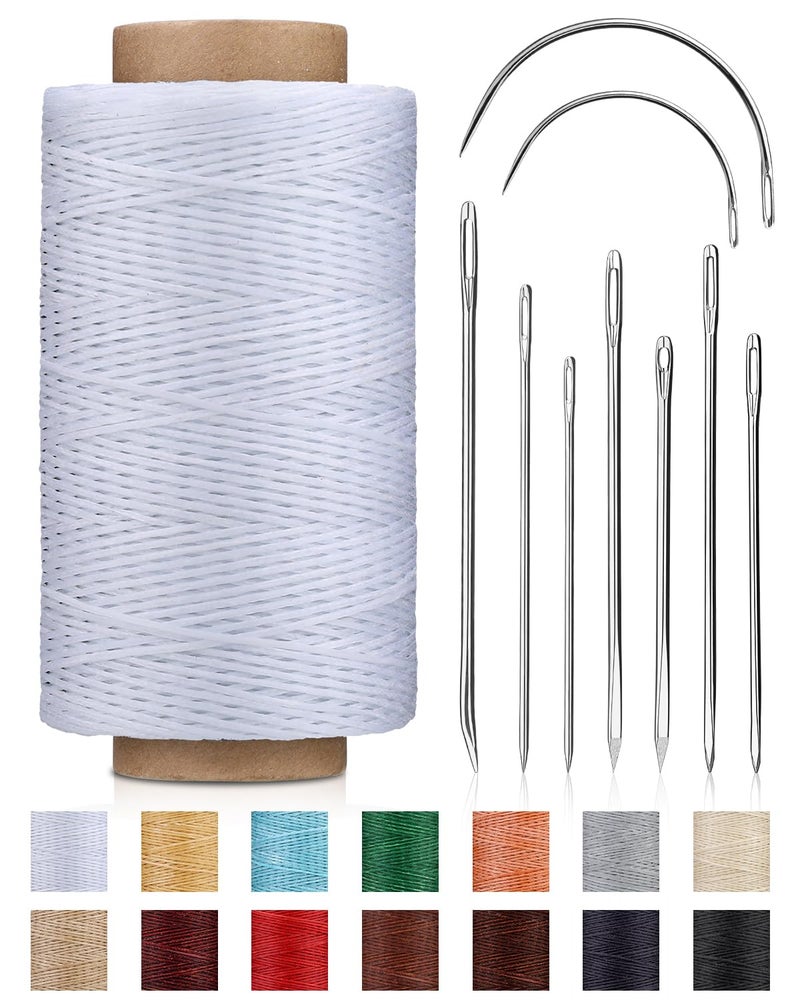 DIUDUS 218 Yards Upholstery Thread Waxed Leather Thread Heavy Duty Sewing Kit with Upholstery Needles Wax String for Hand Sewing Repair Carpet Sofa Carseat Canvas White - Image 3
