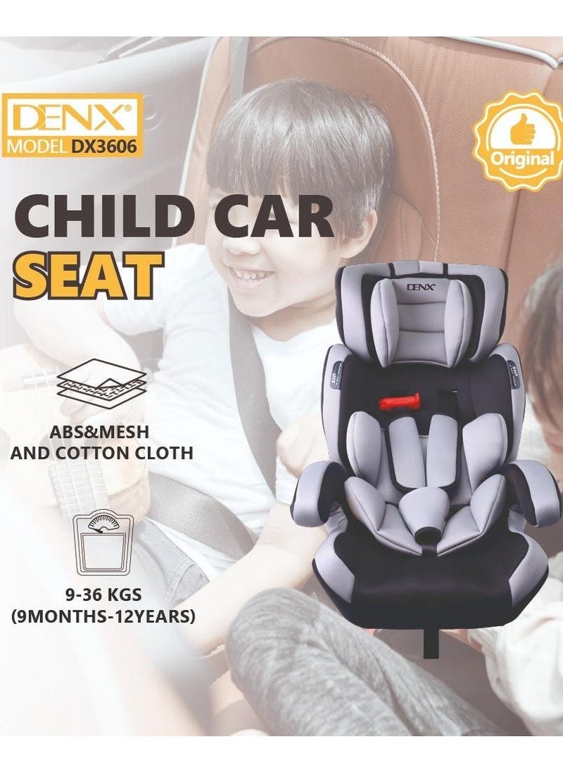 Denx Child Car Seat Portable Car Seat Soft Padded 5-Point Belt Ergonomic Design With Holder Washable - Image 2