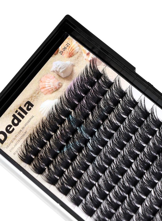 Dedila 120 Clusters Individual False Eyelashes Wide Stem D Curl Handmade Dramatic Black Soft and Light 5D Volume Eye Lashes Extensions Thick Base Women Girls Beauty Tools (12mm) - Image 2