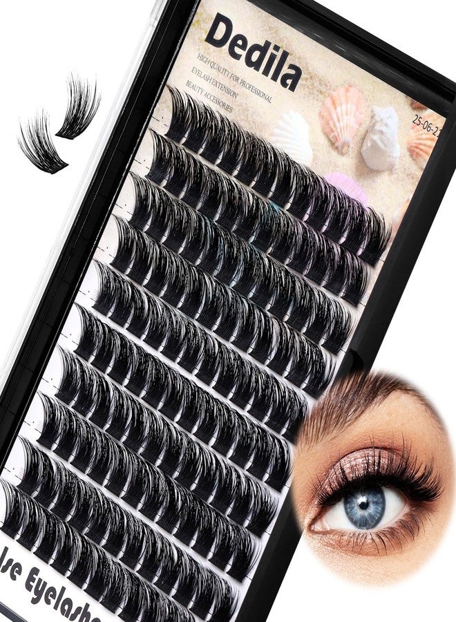Dedila 120 Clusters Individual False Eyelashes Wide Stem D Curl Handmade Dramatic Black Soft and Light 5D Volume Eye Lashes Extensions Thick Base Women Girls Beauty Tools (12mm) - Image 1