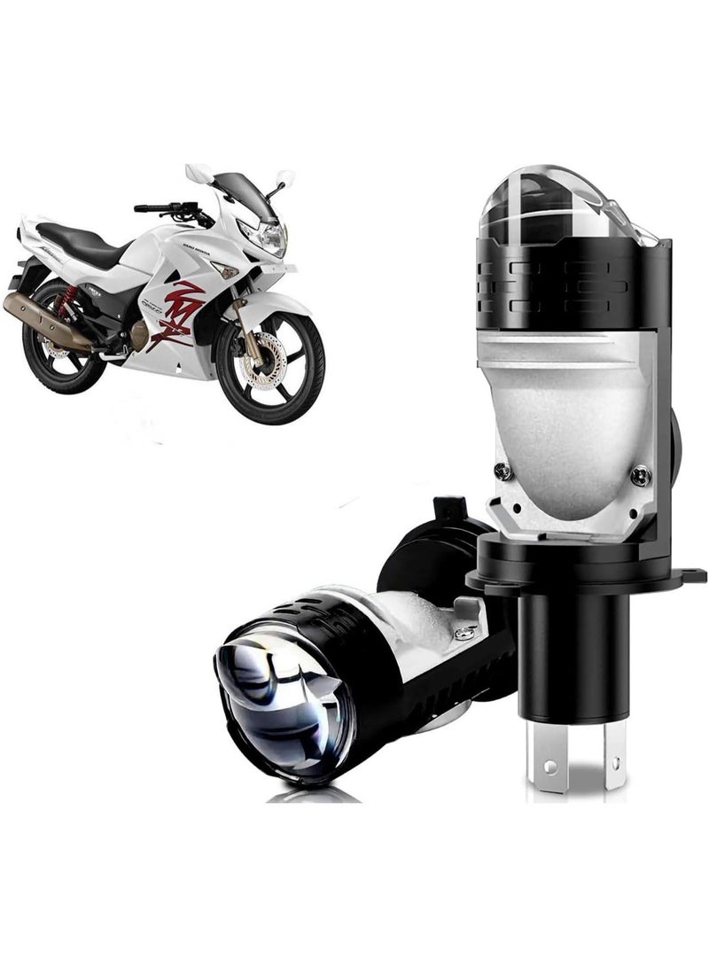 H4 LED Projector Lens Motorcycle Headlight Bulbs 12/24V 8000LM Bulb H4 CSP Chip High/Low Beam, 45W-55W Canbus Turbo, 6000K White Light - Image 1