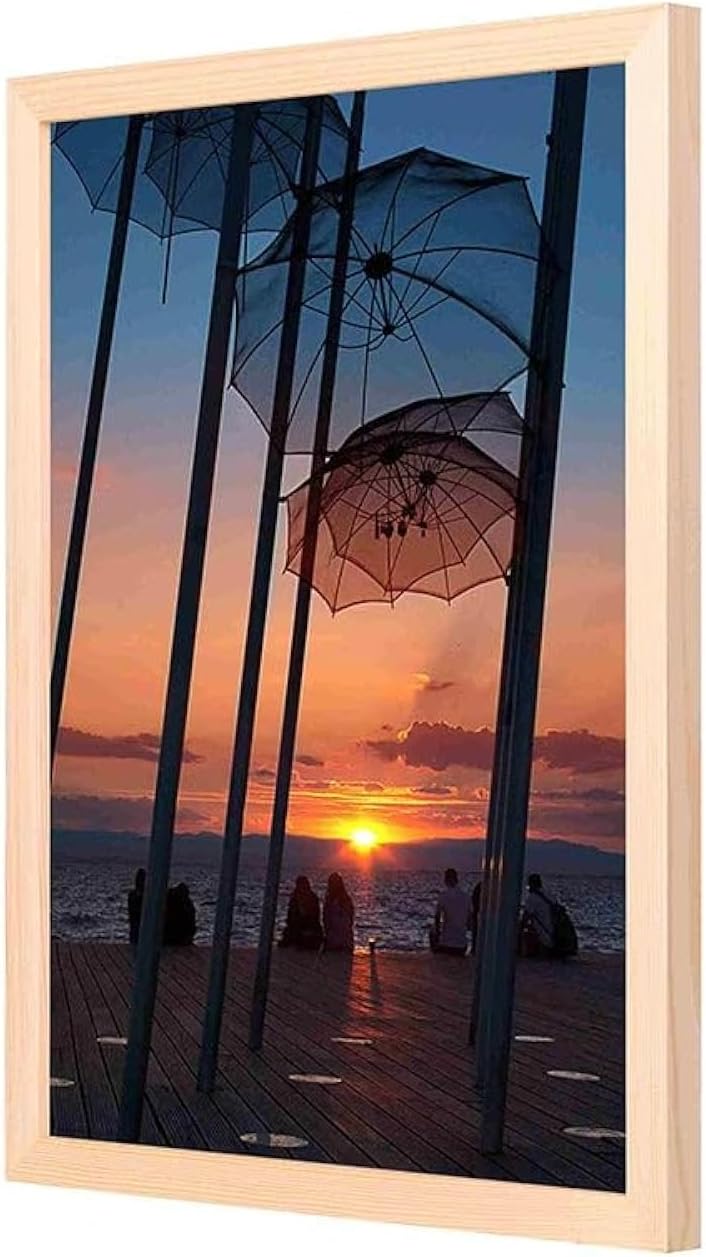 Wooden Frame Wall Art with Umbrellas