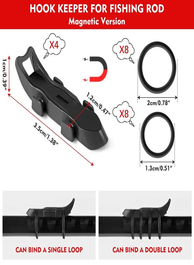 CdbC Hook Keeper for Fishing Rod, [4Pcs] Magnetic Fishing Hook Keeper, HK2F Fishing Bait Holder with 2 Sizes Rubber Rings, Fishing Hook Holder Quick Installation - Image 2
